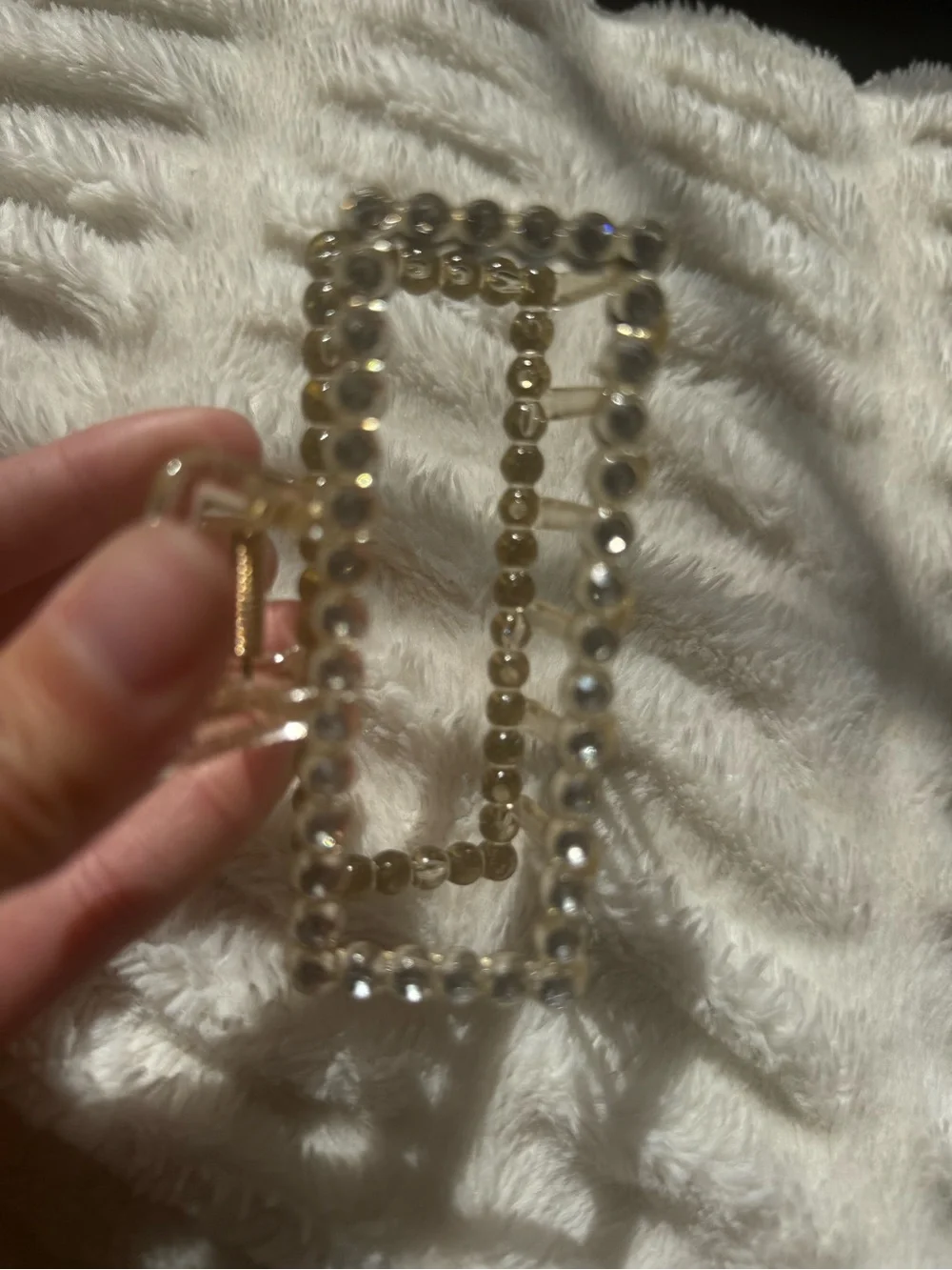 Rhinestone Rectangular Claw Hair Clip Clear Champagne Statement Barrette